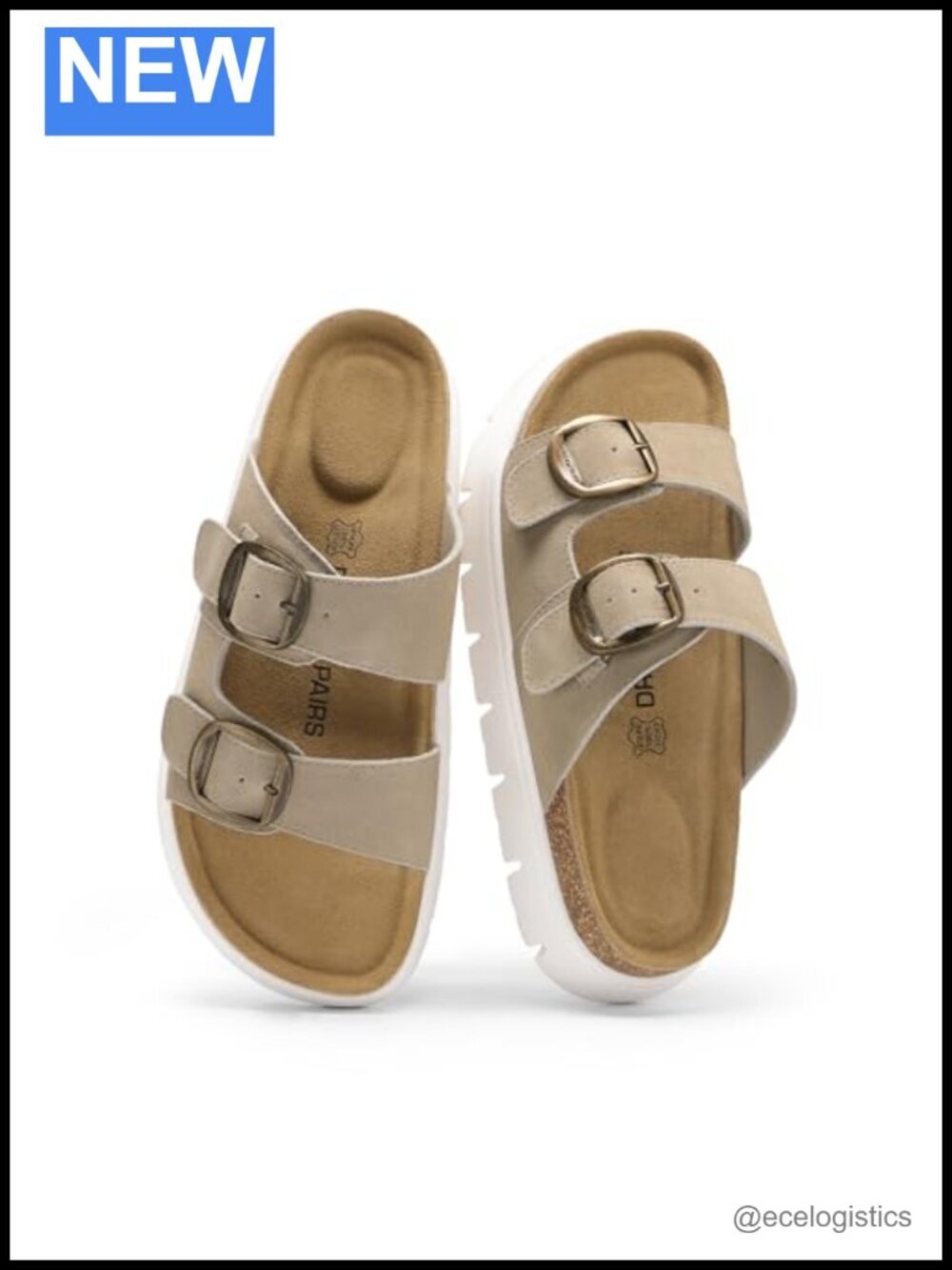 Arch Support Cork Chunky Platform Sandals | 1.96" Heels Real Leather Insole